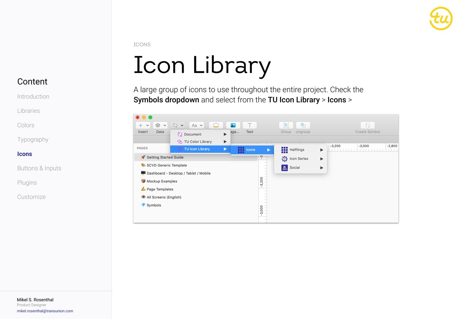 SCVD guide — icon library served from the TU icon symbols dropdown