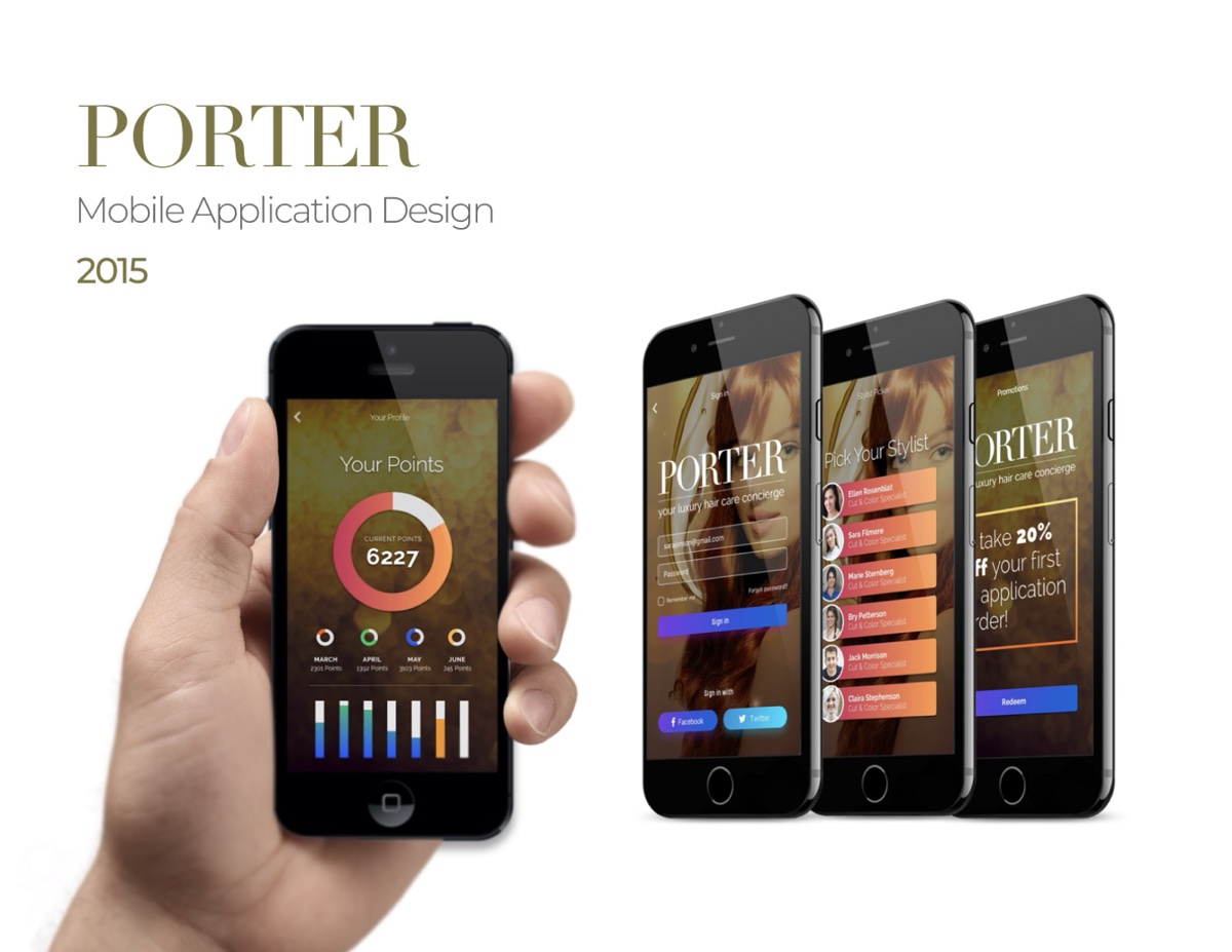 Porter — Luxury hair care concierge mobile app, 2015