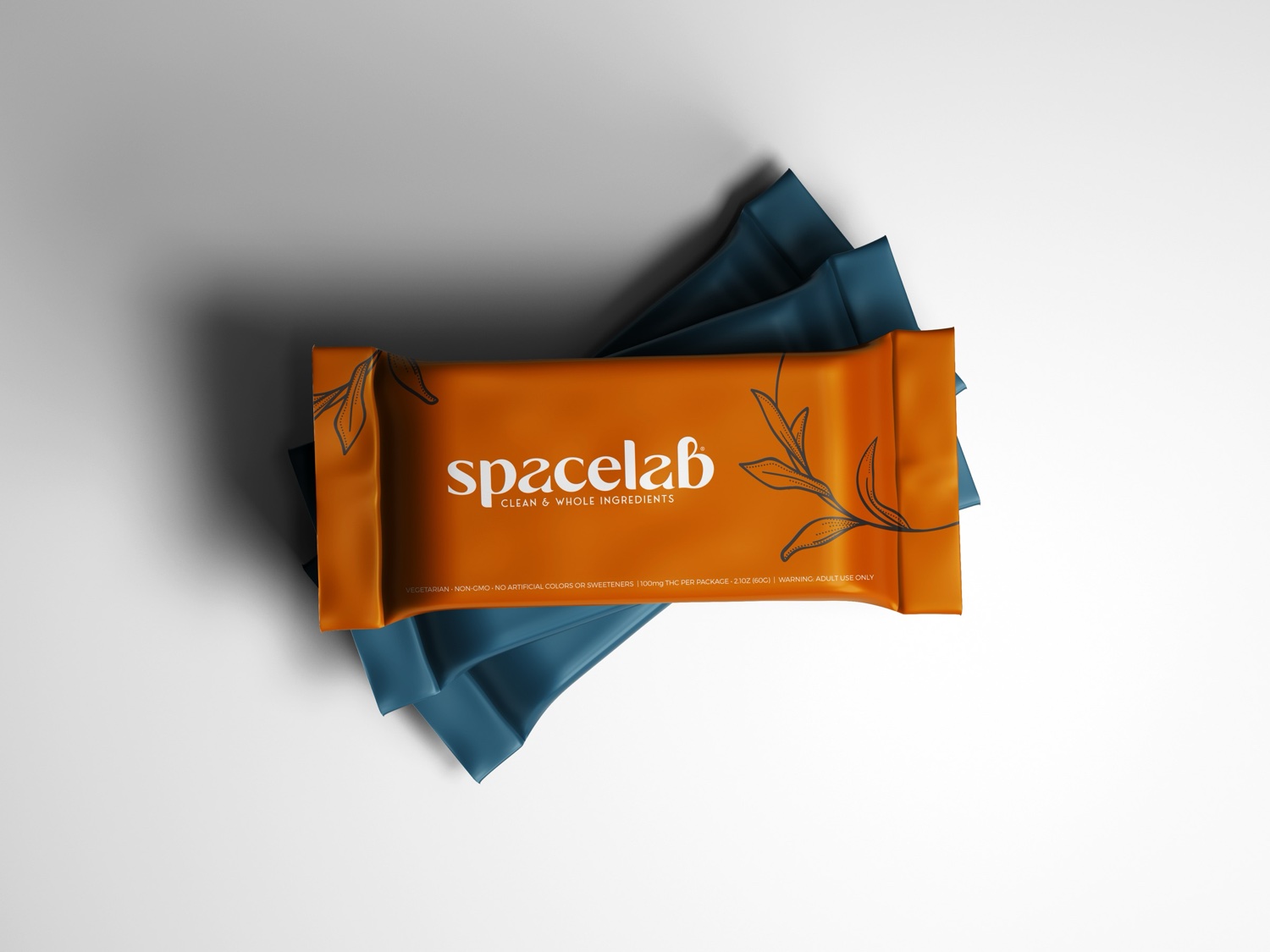 Spacelab foil-wrapped bars in orange pattern wraps