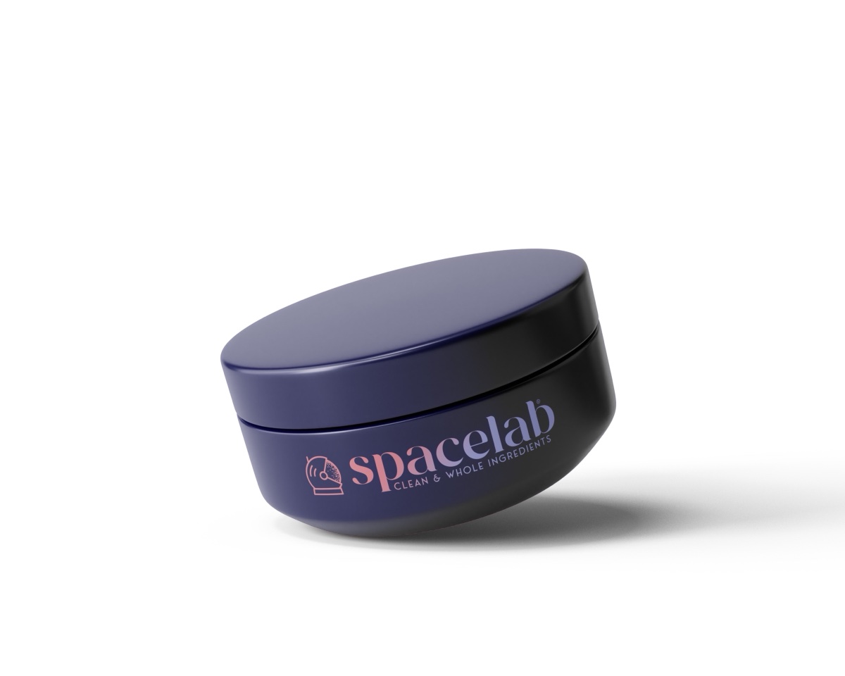Spacelab midnight blue jar with wordmark