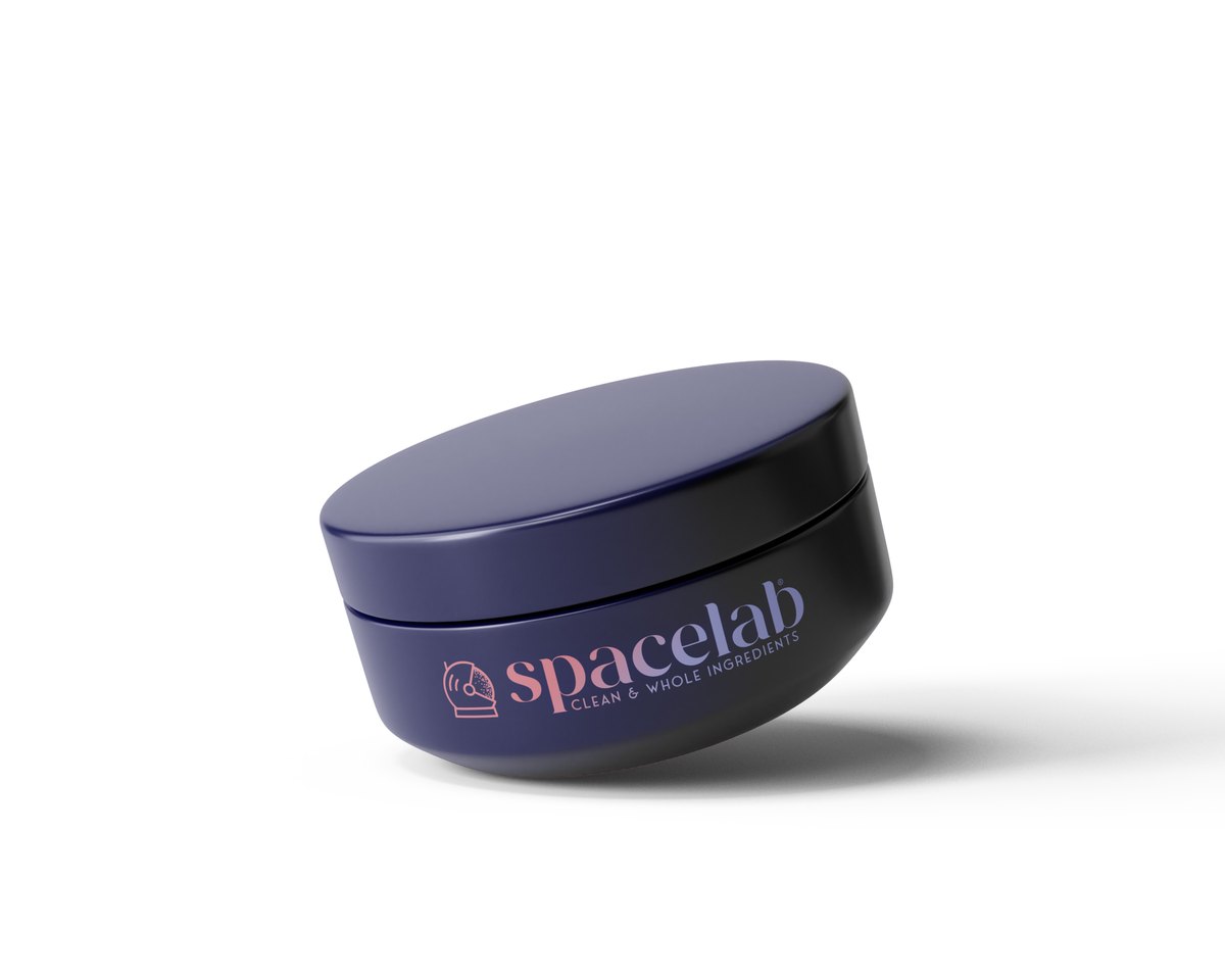 Spacelab round jar in midnight blue with the helmet mark