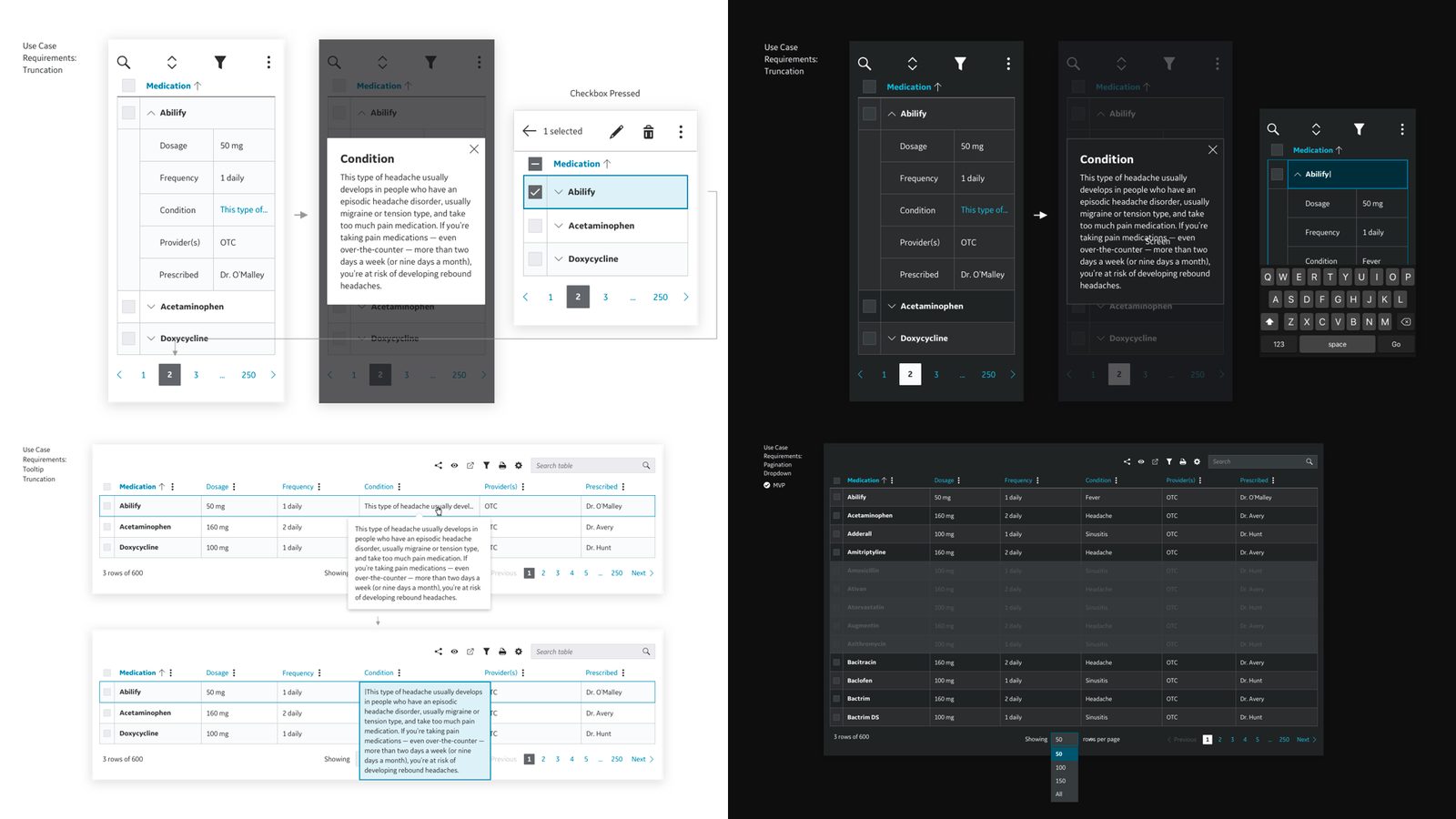 Touch surfaces, dark theme — the system at device scale.