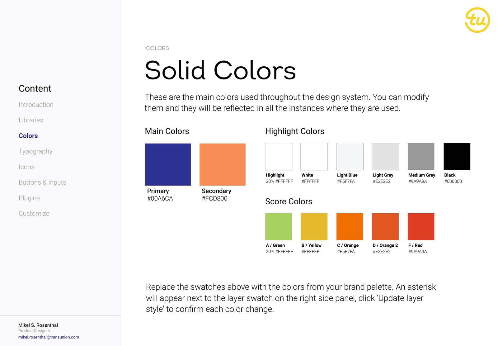Color library — main, highlight, and score tiers.