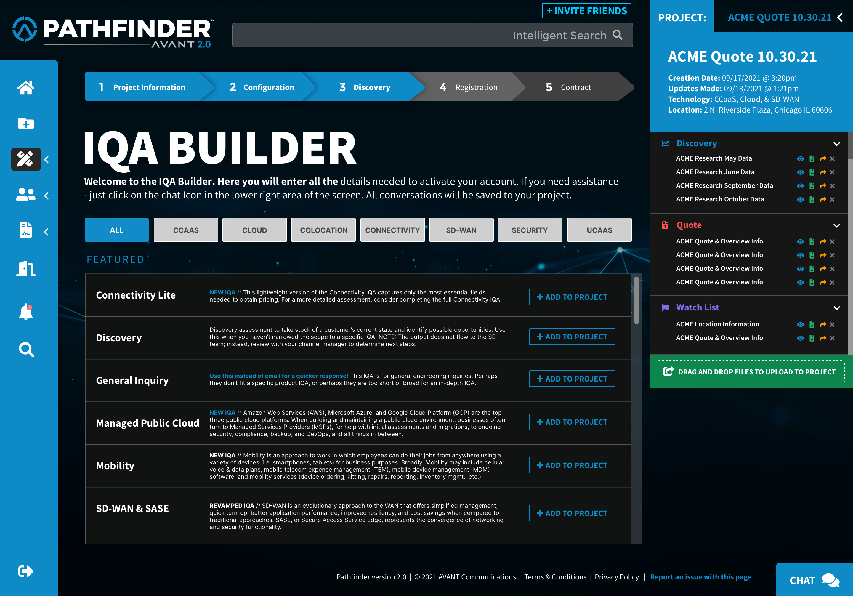 Pathfinder IQA Builder — intelligent qualifying assessments across CCaaS, cloud, connectivity, SD-WAN, and security